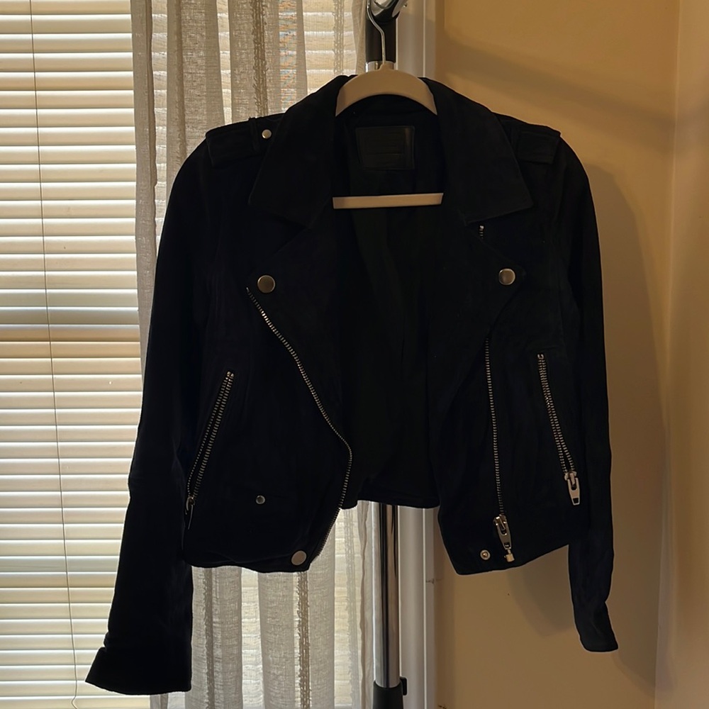 Navy Blue Motorcycle 100% Leather Jacket
